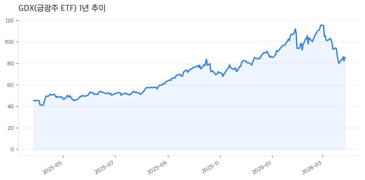 GDX(금광주 ETF) 1년 추이